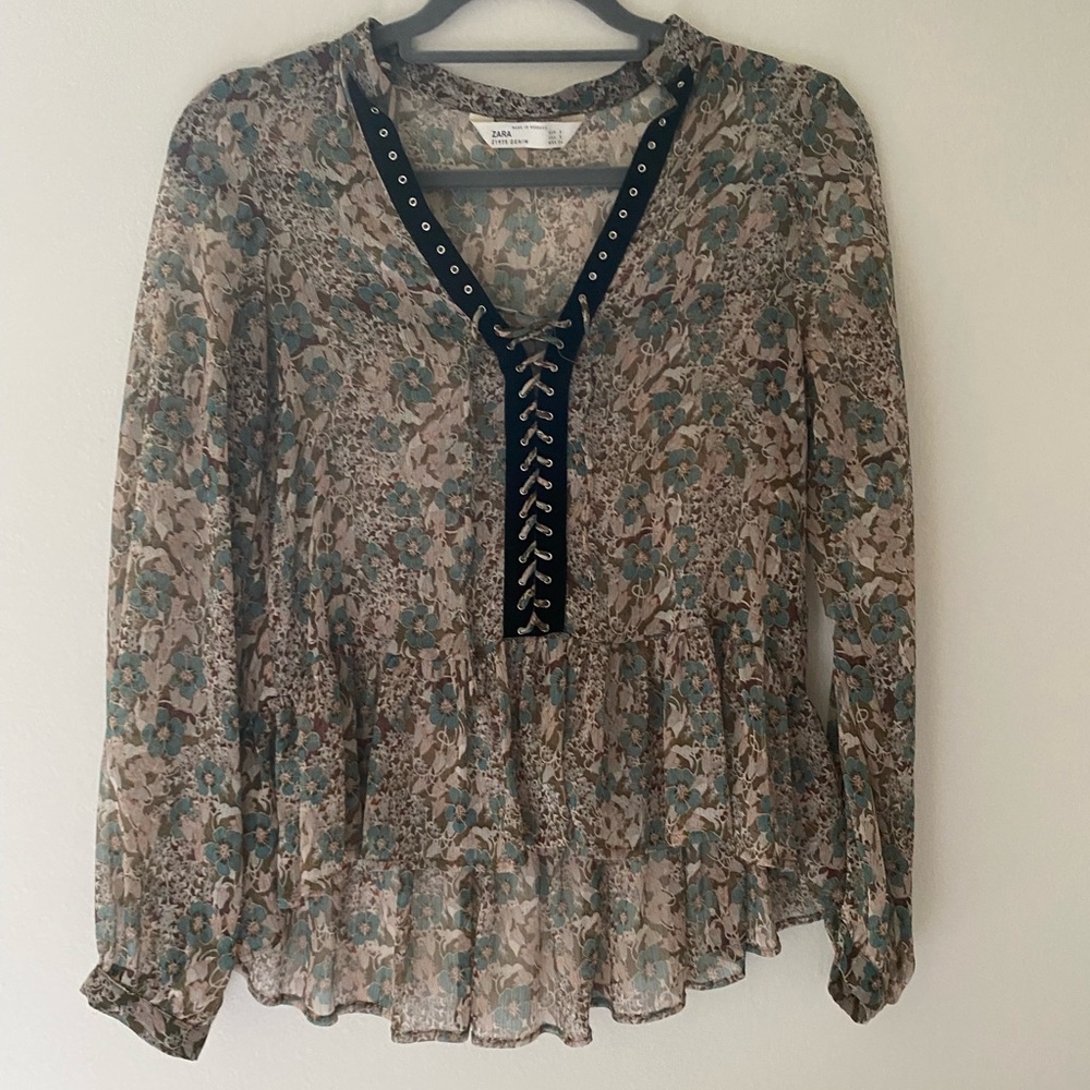 Zara Lace up blouse